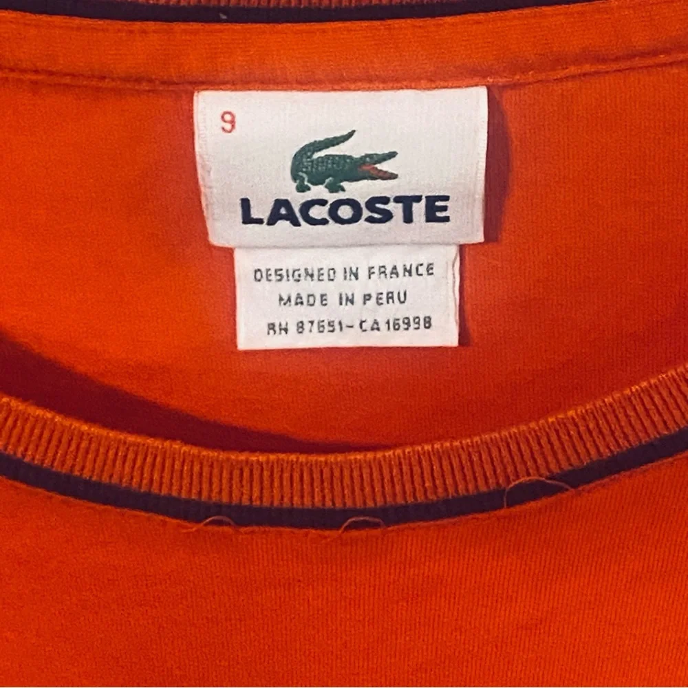 VINTAGE LACOSTE T SHIRT LIMITED EDT SZ9 XXL 5191L ORANGE BLUE PIT 24 LENGTH 30 - Picture 5 of 9